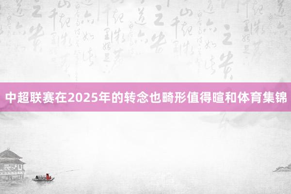 中超联赛在2025年的转念也畸形值得暄和体育集锦
