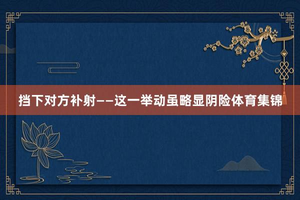 挡下对方补射——这一举动虽略显阴险体育集锦